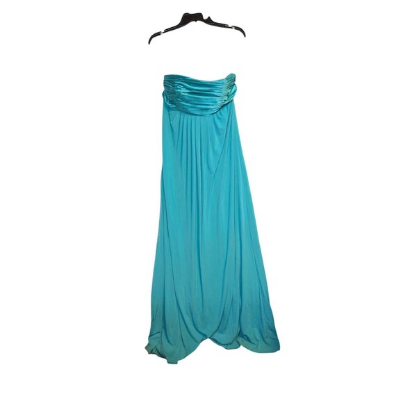 Strapless Turquoise Bridesmaid Dress By Davids Bridal F13291 Size 12 Elegant Gow - Picture 1 of 4